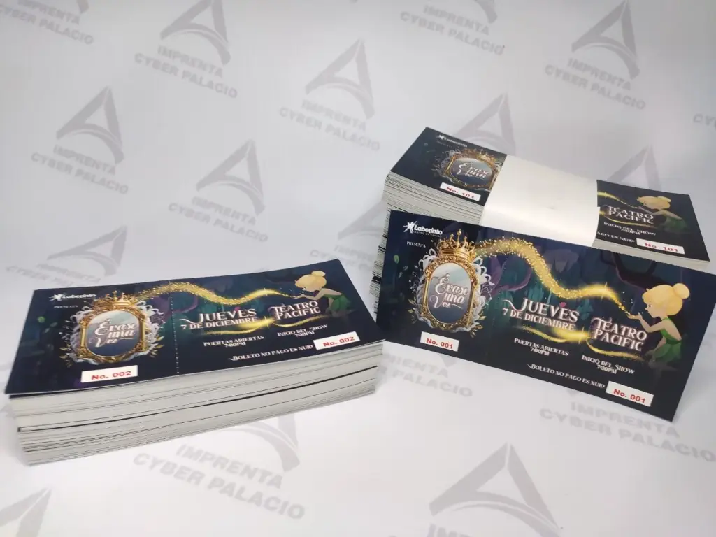 BOLETO FULL COLOR 5.8x2.1 NUMERADO CON DESPRENDIBLE