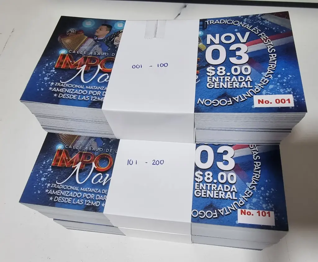 BOLETO FULL COLOR 5.8x2.1 NUMERADO SIN DESPRENDIBLE